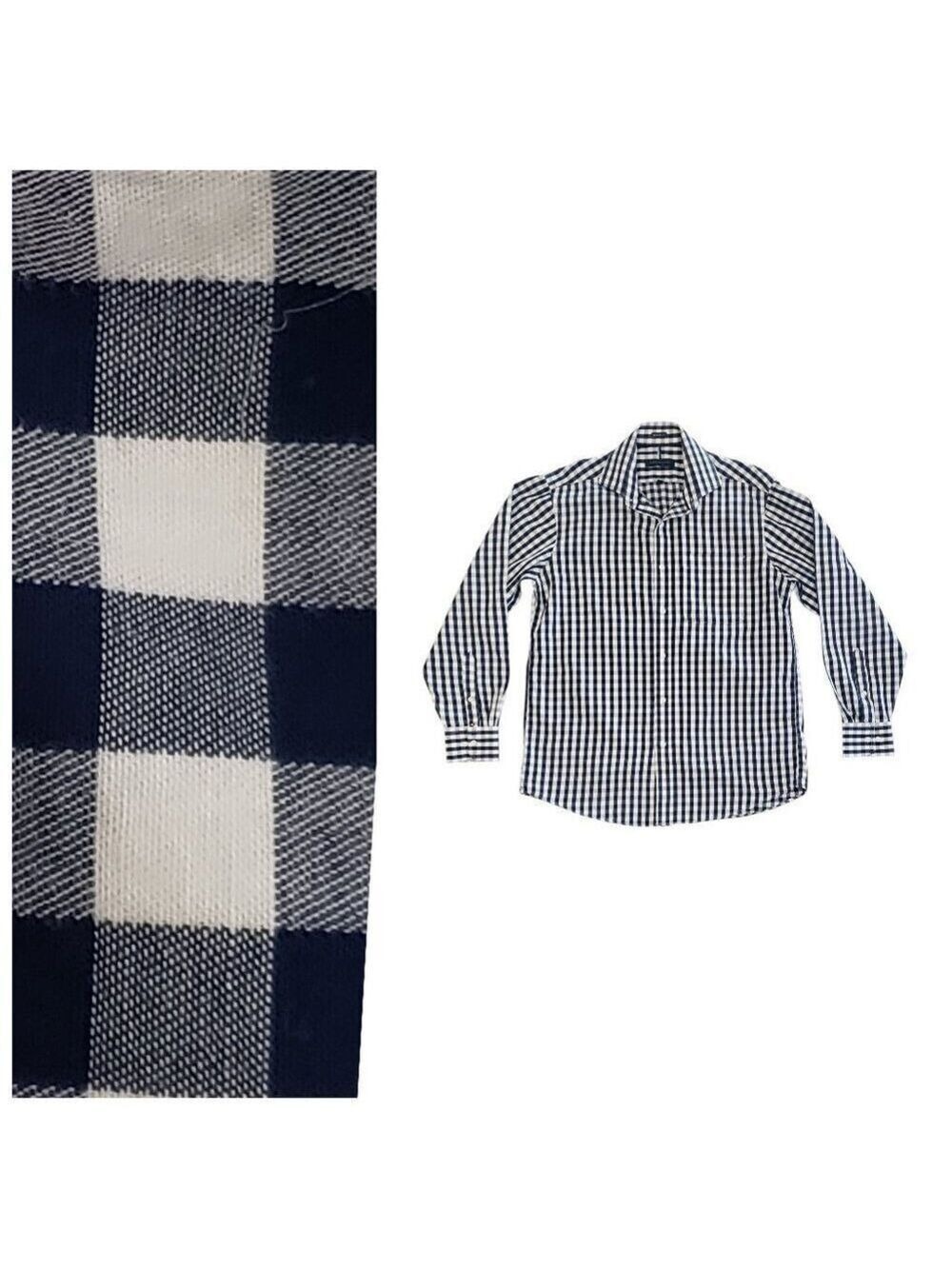 Men's Tommy Hilfiger Blue White Gingham Regular Fit Dress Shirt Medium